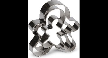 uitsteekvormen Speculaaspop 11 cm RVS zilver 3-delig