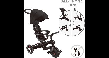 Driewieler - Globber Trike 4 in 1 in Black - zwart - 4in1 converteerbaar - met duwstang - vanaf 10 maanden tot 5 jaar