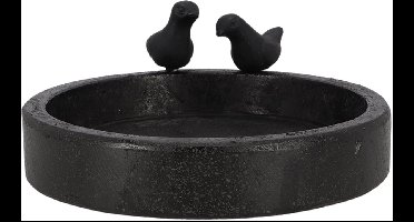 Best for Birds Vogelbad/voederschaal rond - zwart - graniet - D33 cm - drinkschaal voor tuinvogels