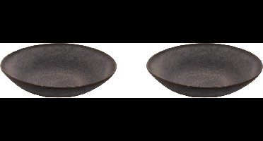 Palmer - Houston - Bord diep - Pastabord - 2 stuks - ø 22 cm - Zwart/Grijs - Stoneware - Bordenset