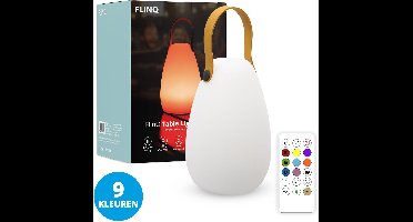 FlinQ Coco Tafellamp - Oplaadbare Tafellamp voor Binnen en Buiten met Afstandsbediening- Draadloze Tafellamp - RGB Lamp en Warm Wit Licht - IP44 - Wit