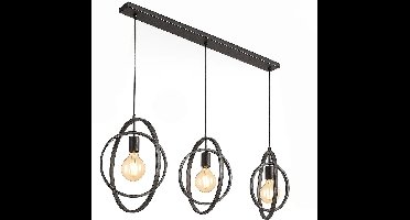 Hanglamp Turn around 3 lichts L 130 cm mat zwart