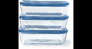 Pyrex® Pure Glass Collection borosilicaatglas voedselcontainer met borosilicaatglas deksel, 1,5 l, set van 3, geschikt voor oven, magnetron en vaatwasser
