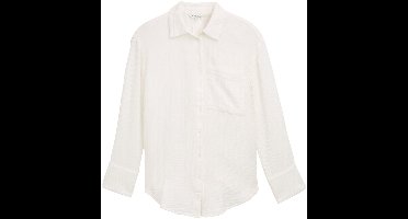 Tom Tailor - Oversized blouse van mousseline - Maat 44 - Whisper White