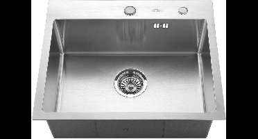 Auralum Max Spoelbak voor keuken 55x45 - Spoelbak Keuken RVS - Spoelbak Met Kraangat - Spoelbakken Keuken - Spoelbak met Afvoerzeefje