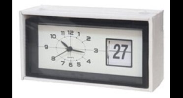 Gerimport wekker/reiswekker - alarmklok - wit - 9 cm - kunststof