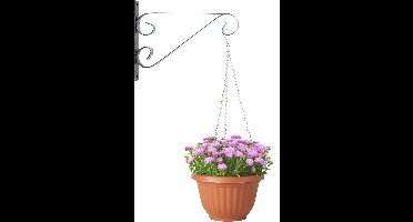 Hangpot + Muurhaak Imola - terracotta - D20 cm - kunststof - metaal - tuinaccessoires