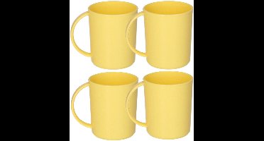 Plasticforte onbreekbare Drinkbekers - 10x - kunststof - 350 ml - geel - kinderen - camping - mokken