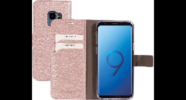 Mobiparts hoesje geschikt voor Samsung Galaxy S9 - Saffiano Wallet/Portemonnee hoesje - Magneet Sluiting - 3 Opbergvakken - Roze