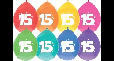 Haza Original Ballonnen Multicolor Met Opdruk "15" 30 Cm 8 Stuks