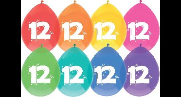Ballon 12 jaar frisse kleuren 8 stuks