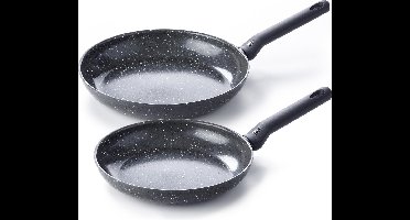 BK Universe Koekenpannenset 2-delig - 24/28cm -PFAS-vrije antikleeflaag - Pannenset inductie - Keramische pan - Koudgrepen pan - Ovenbestendig tot 160 graden - Vaatwasserbestendig - Zwart/Graniet