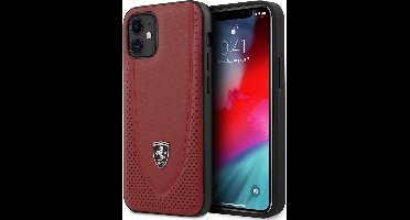 iPhone 12 Mini Backcase hoesje - Ferrari - Effen Rood - Leer