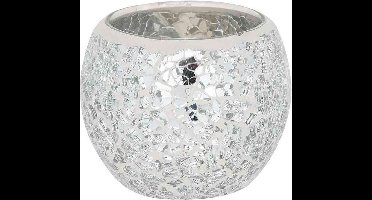 Something Different Theelichthouder Small Round Silver Crackle Multicolours