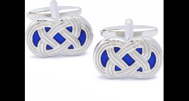 Manchetknopen - Ovaal Blauw Emaille met Zilveren Banden