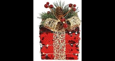 Non-branded Decoratie Cadeaubox Led 13 Cm Rood