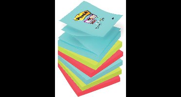 Post-it® Super Sticky Z-Notes - Kleurenset Miami - 2x Aquawave, 2x Neon groen, 2x Poppy