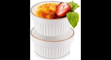 Excellent Houseware - Porseleinen Ovenschaaltjes - Wit - 11 cm - 275 ml - Set van 2