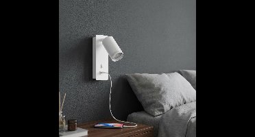 LED wandlamp - Bedlamp met USB+C-Poort | GU10 fitting | Wit