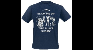 Stranger Things Season 5 - Beam Me Up This Place Sucks! Heren T-shirt - marineblauw - M