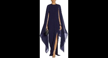 Elegante maxi-jurk met cape en flare mouwen voor formele avonden