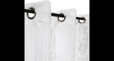 Gordijnen met fijne strepen - wit - 140 x 240 cm - polyester