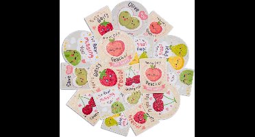 18x Waterdichte Fruit Stickers met Woordspelingen - Liefdesthema Stickers voor Planners, Laptops en Waterflessen
