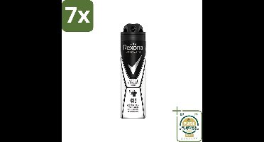 7 x Rexona Men - Deodorant Spray - Motion Sense - Invisible Black & White - Anti-Transpirant & Perspirant - 150ml - Grootverpakking - Anti-Transpirant - Witte Strepen - Gele Vlekken - Deodorant Spray - Mannen