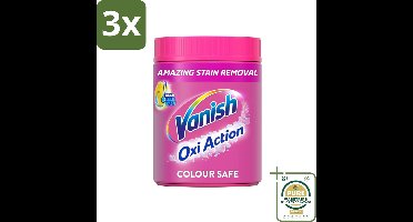 3 x Vanish Oxi Action Pink - Vlekkenverwijderaar - Wasbooster - Zonder Bleek - 1.12 Kg - Grootverpakking - Vlekkenverwijderaar - Wasbooster - Witte Was - Bleekvrije Was - Geurverwijderaar