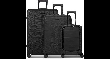 Police London 4 wielen Kofferset 3-delig met uitbreidingsplooi - Harde bagage - Combinatieslot - deep black