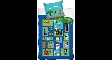 Minecraft Dekbedovertrek Blocks 140 x 200 cm - Katoen (60 x 70 cm)