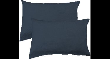 Matt & Rose Set Kussenslopen Pauw Blauw - (2x) 50 x 70 cm - Mousseline Katoen