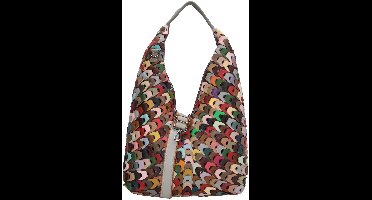 No label Multi leer Shopper - Buideltas - Kleurrijk - Recycled - Leer - Dames - Leren Dames Tas - Multi