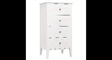 Ladekast – Ladeblok – Dressoir – Opbergkast – Kommode – Modern Wit – 5 Lades – MDF & Massief Hout – Ruimtebesparend Compact Design – Geruisloze Laden