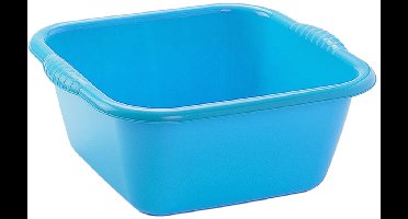 Plasticforte teiltje/afwasbak - vierkant - kunststof - 15 liter - 41 x 39 x 16 cm - Blauw - Schoonmaken