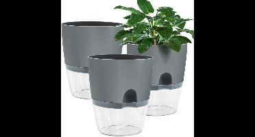 Ynkkvre - Bloempot - Kruidenpot - Bloempotten - Kruidentuin - Vensterbank - Zelfwatergeven - Transparant - 3-delig - Katoenen Systeem