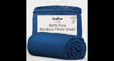 Bambaw Hoeslaken, marineblauw, superking, bamboe, diep, anti-huisstofmijt, koel blijvend, hotellinnen, draaddichtheid van 300, 180 x 200 cm