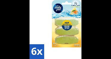 6 x Ambi Pur Toiletblok Navulling Citroen en Mandarijn 3 stuks per verpakking - Toiletblok - Toiletgeur - Citrusgeur - Citroen - Mandarijn