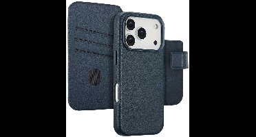 Accezz Hoesje - Geschikt voor Apple iPhone 17 Pro - Leather Bookcase 2-in-1 geschikt voor MagSafe - Nightfall Blue
