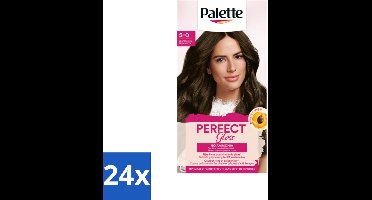 24 x Palette - Haarverf - Perfect Gloss 5 Medium Brown - Haarkleur - Ammoniakvrije Haarkleuring - Glanzende Haarkleur - Haaruitwasbaar - Grijsdekking