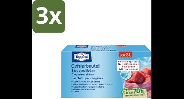 3 x Toppits – Diepvrieszakjes – 3 Liter – 30 Zakjes - Kabel - Kabels - Kabelsysteem - Kabelsysteem