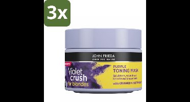 3 x John Frieda – Haarmasker – Violet Crush Purple Toning – Neutraliseert gele tonen – 250 ml - Koffiezetapparaat