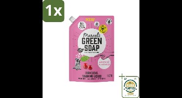 1 x Marcel's Green Soap - Vloeibaar Wasmiddel - Universeel - Navulling - Patchouli & Cranberry - Effectief & natuurlijk - 23 Wasbeurten - 1 liter- Wasmiddel - Navul - Duurzaam Wasmiddel - Palmolievrij - Geur Perzik En Jasmijn