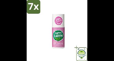 7 x Happy Earth – Deodorant Roll-On – 100% Natuurlijk Lavender Ylang – 75 ml - Grootverpakking - Natuurlijke Deodorant - Frisse Geur - Lavendel - Ylang-ylang - Huidvriendelijk