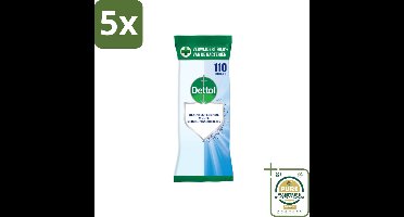 5 x Dettol - Reinigingsdoekjes - Extra Grootverpakking - Gezinshygiëne - 110 Doekjes - Grootverpakking - Hygiëne - Reinigen - Desinfecteren - Antibacteriële Doekjes - Gezinshygiëne