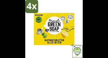 Marcel's Green Soap - Vaatwascapsules - Eco All-In-One Grapefruit & Limoen - Krachtige werking - 24 Vaatwascapsules - Voordeelverpakking - 4 stuks - Vaatwastabletten - Biologisch afbreekbaar