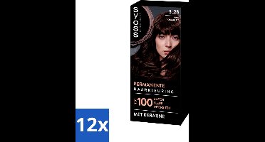 SYOSS - Coloration 3-28 Pure Chocolade - Haarverf - Grijsdekking - Vermindert Haarbreuk - Voordeelverpakking - 12 stuks