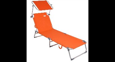 Casaria Ligstoel Ibiza – met Zonnedak - 190x59x29 cm – Oranje