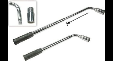 Toolland Telescopische wielmoersleutel, met 2 omkeerbare doppen 17/19 mm, uitschuifbare antisliphandgreep 360-510 mm, zilver/zwart