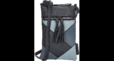 Beagles Salamanca Crossbody Telefoontasje Trendy Strepen met leuke hangers - Dames Tas - Blauw